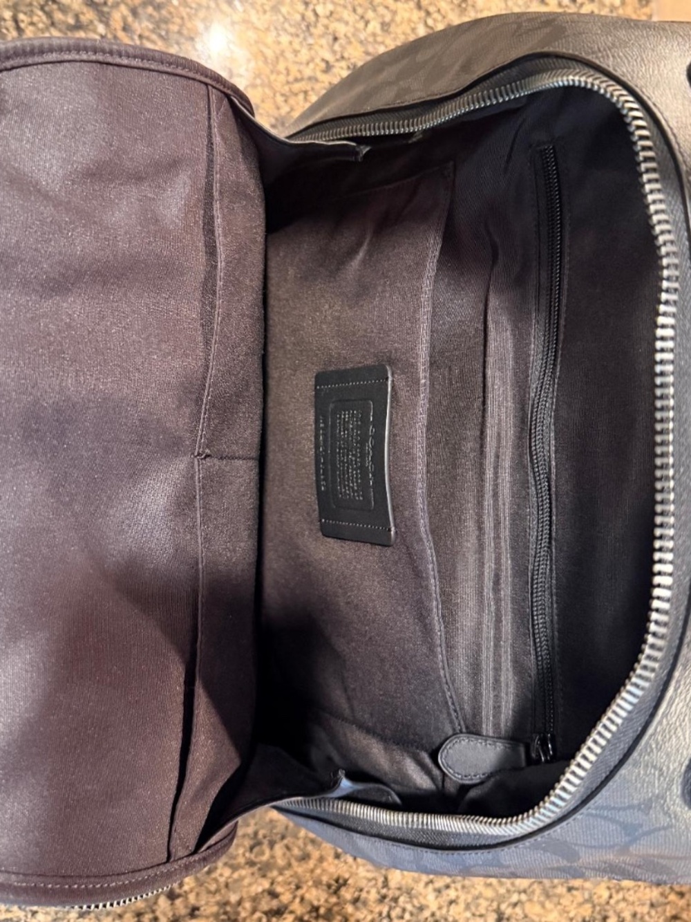Gently Used - Coach Men’s Backpack In Signature Charcoal/Black - Picture 5 of 11